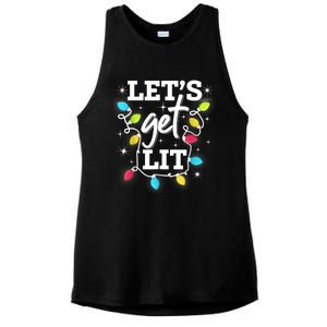 Funny Christmas Lets Get Lit Ing Xmas Holiday Cool Gift Ladies PosiCharge Tri-Blend Wicking Tank