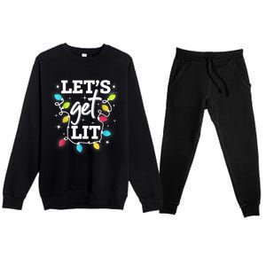 Funny Christmas Lets Get Lit Ing Xmas Holiday Cool Gift Premium Crewneck Sweatsuit Set