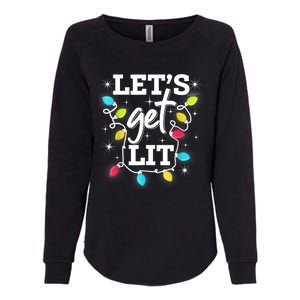 Funny Christmas Lets Get Lit Ing Xmas Holiday Cool Gift Womens California Wash Sweatshirt