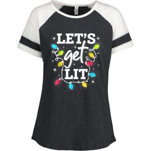 Funny Christmas Lets Get Lit Ing Xmas Holiday Cool Gift Enza Ladies Jersey Colorblock Tee