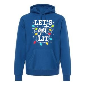 Funny Christmas Lets Get Lit Ing Xmas Holiday Cool Gift Premium Hoodie