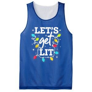 Funny Christmas Lets Get Lit Ing Xmas Holiday Cool Gift Mesh Reversible Basketball Jersey Tank