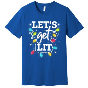 Funny Christmas Lets Get Lit Ing Xmas Holiday Cool Gift Premium T-Shirt