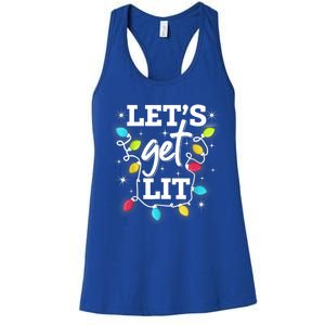 Funny Christmas Lets Get Lit Ing Xmas Holiday Cool Gift Women's Racerback Tank