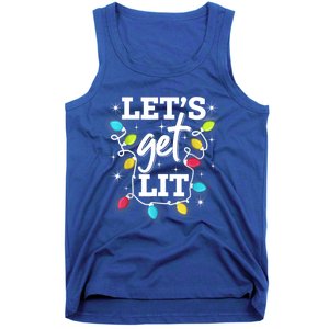 Funny Christmas Lets Get Lit Ing Xmas Holiday Cool Gift Tank Top