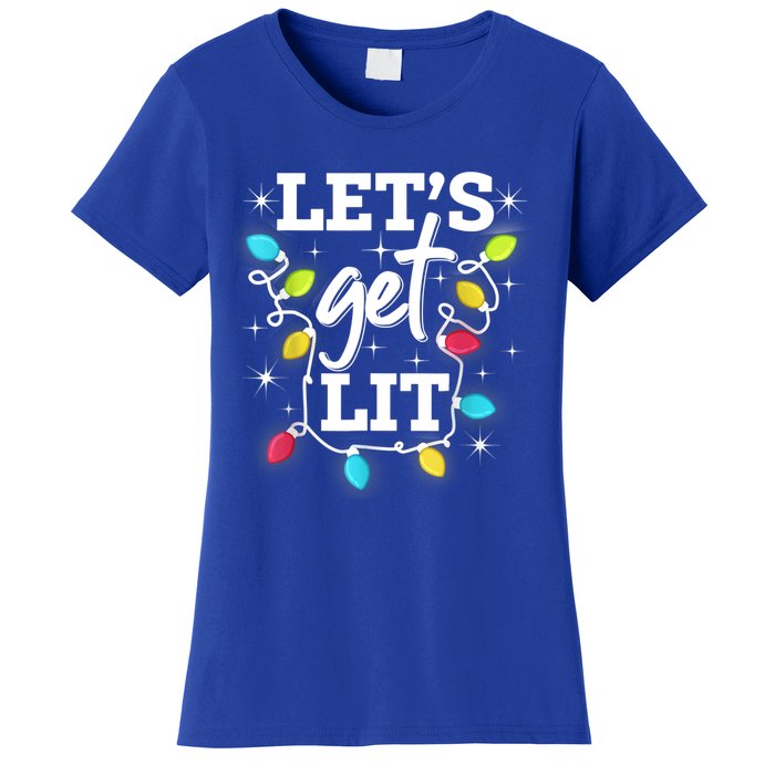 Funny Christmas Lets Get Lit Ing Xmas Holiday Cool Gift Women's T-Shirt