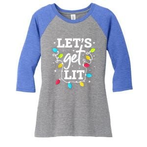 Funny Christmas Lets Get Lit Ing Xmas Holiday Cool Gift Women's Tri-Blend 3/4-Sleeve Raglan Shirt