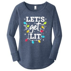 Funny Christmas Lets Get Lit Ing Xmas Holiday Cool Gift Women's Perfect Tri Tunic Long Sleeve Shirt