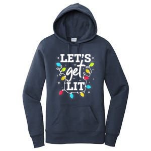 Funny Christmas Lets Get Lit Ing Xmas Holiday Cool Gift Women's Pullover Hoodie