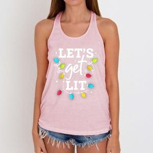 Funny Christmas Lets Get Lit Ing Xmas Holiday Cool Gift Women's Knotted Racerback Tank