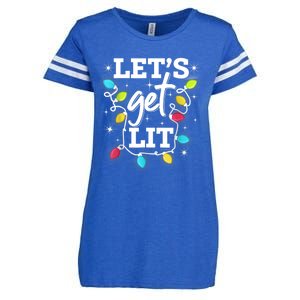 Funny Christmas Lets Get Lit Ing Xmas Holiday Cool Gift Enza Ladies Jersey Football T-Shirt