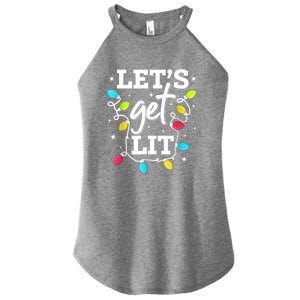 Funny Christmas Lets Get Lit Ing Xmas Holiday Cool Gift Women's Perfect Tri Rocker Tank