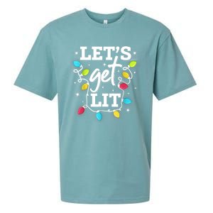 Funny Christmas Lets Get Lit Ing Xmas Holiday Cool Gift Sueded Cloud Jersey T-Shirt