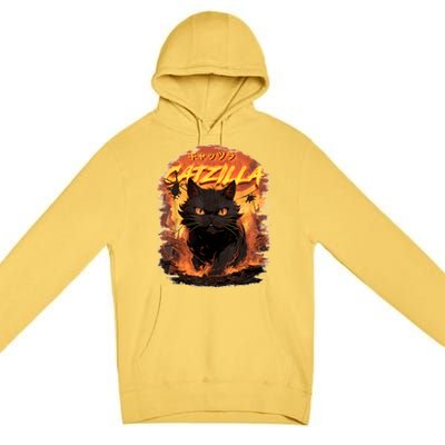 Funny Cat Lover Catzilla Cat Humor Cat Premium Pullover Hoodie