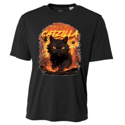 Funny Cat Lover Catzilla Cat Humor Cat Cooling Performance Crew T-Shirt