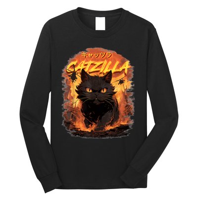 Funny Cat Lover Catzilla Cat Humor Cat Long Sleeve Shirt