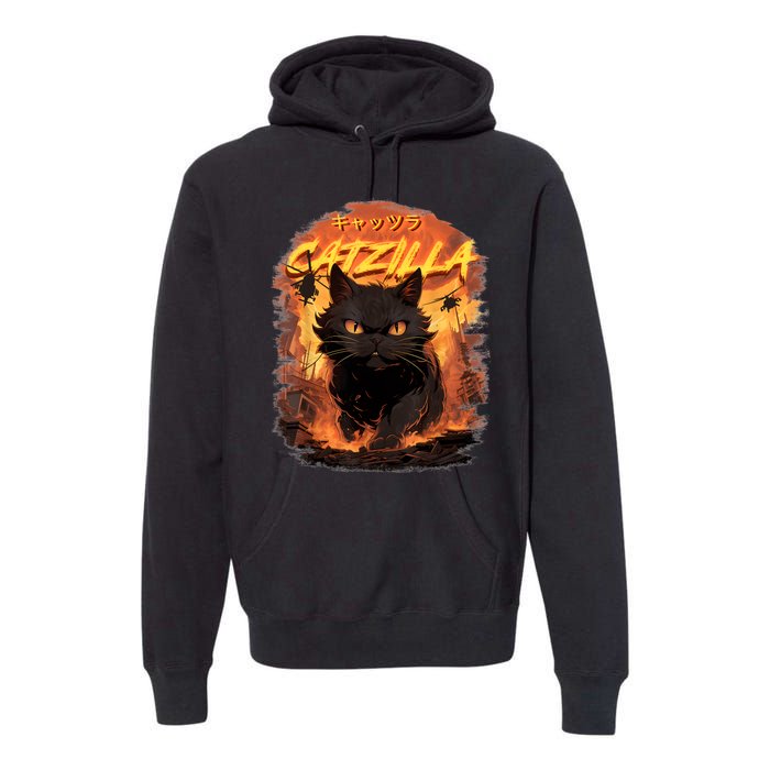 Funny Cat Lover Catzilla Cat Humor Cat Premium Hoodie