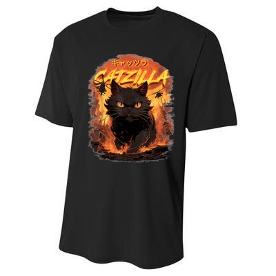 Funny Cat Lover Catzilla Cat Humor Cat Performance Sprint T-Shirt