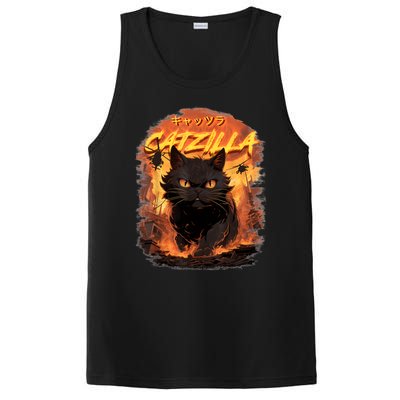 Funny Cat Lover Catzilla Cat Humor Cat PosiCharge Competitor Tank