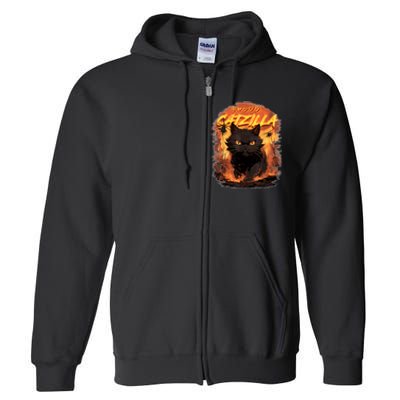 Funny Cat Lover Catzilla Cat Humor Cat Full Zip Hoodie