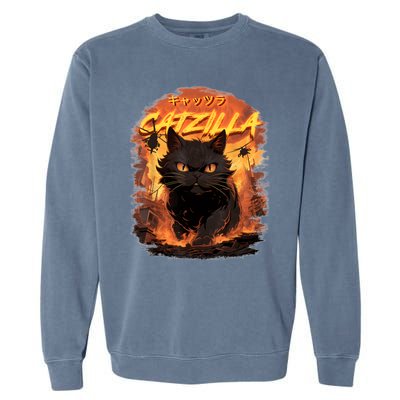 Funny Cat Lover Catzilla Cat Humor Cat Garment-Dyed Sweatshirt