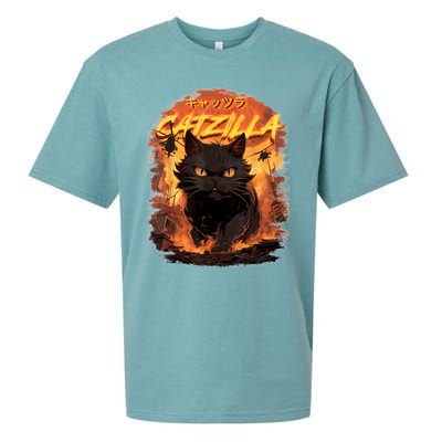 Funny Cat Lover Catzilla Cat Humor Cat Sueded Cloud Jersey T-Shirt