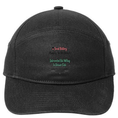 Funny Cat Lover Social Battery 7-Panel Snapback Hat