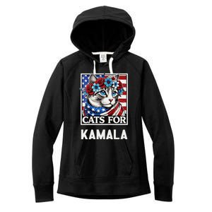 Funny Cat Ladies For Kama La Flor 2024 President Kamala Women's Fleece Hoodie