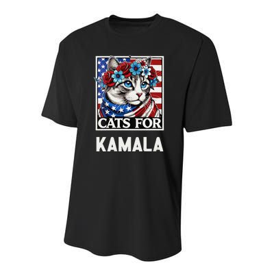 Funny Cat Ladies For Kama La Flor 2024 President Kamala Youth Performance Sprint T-Shirt