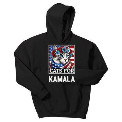 Funny Cat Ladies For Kama La Flor 2024 President Kamala Kids Hoodie