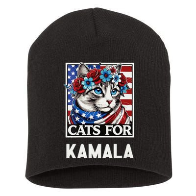 Funny Cat Ladies For Kama La Flor 2024 President Kamala Short Acrylic Beanie