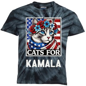 Funny Cat Ladies For Kama La Flor 2024 President Kamala Kids Tie-Dye T-Shirt