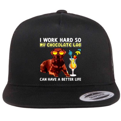 Funny Chocolate Lab Design Chocolate Labrador Lovers Flat Bill Trucker Hat