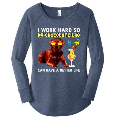 Funny Chocolate Lab Design Chocolate Labrador Lovers Women's Perfect Tri Tunic Long Sleeve Shirt