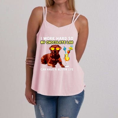 Funny Chocolate Lab Design Chocolate Labrador Lovers Women's Strappy Tank