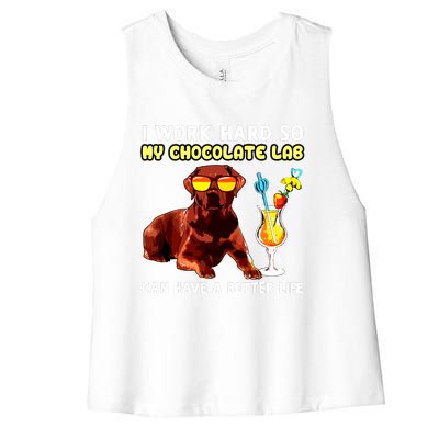 Funny Chocolate Lab Design Chocolate Labrador Lovers Women's Racerback Cropped Tank