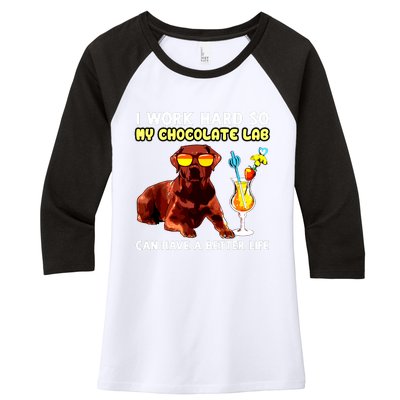 Funny Chocolate Lab Design Chocolate Labrador Lovers Women's Tri-Blend 3/4-Sleeve Raglan Shirt