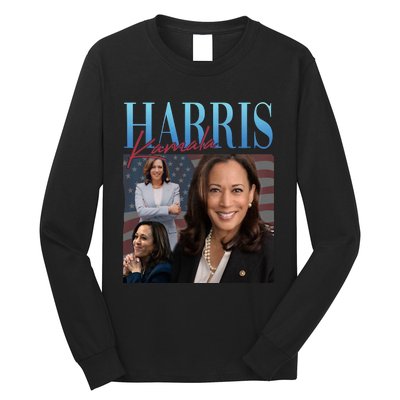 Funny Cat Lovers Kamala Harris Blue Cats Wave For Kamala Long Sleeve Shirt