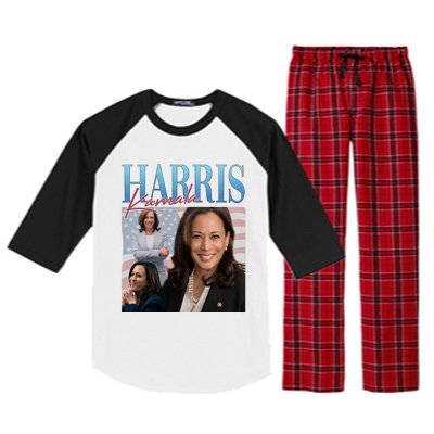 Funny Cat Lovers Kamala Harris Blue Cats Wave For Kamala Raglan Sleeve Pajama Set