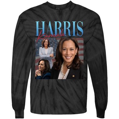 Funny Cat Lovers Kamala Harris Blue Cats Wave For Kamala Tie-Dye Long Sleeve Shirt