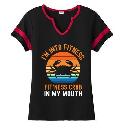 Funny Crab Leg Eating I'm Into Fitness This Crab In My Mouth Ladies Halftime Notch Neck Tee