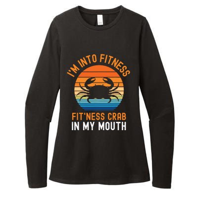 Funny Crab Leg Eating I'm Into Fitness This Crab In My Mouth Womens CVC Long Sleeve Shirt