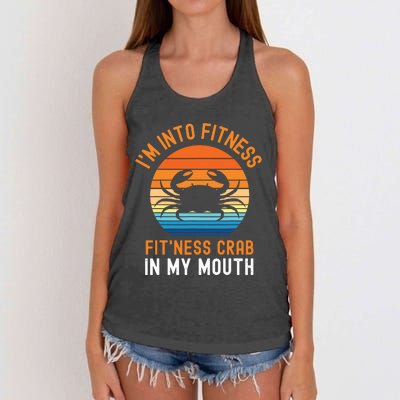 Funny Crab Leg Eating I'm Into Fitness This Crab In My Mouth Women's Knotted Racerback Tank