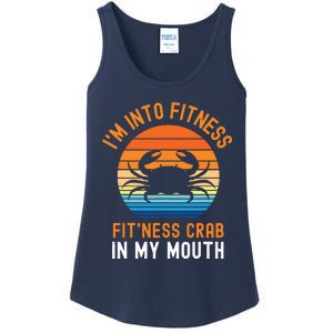 Funny Crab Leg Eating I'm Into Fitness This Crab In My Mouth Ladies Essential Tank