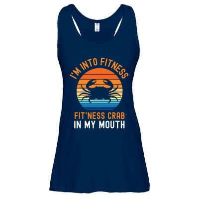 Funny Crab Leg Eating I'm Into Fitness This Crab In My Mouth Ladies Essential Flowy Tank