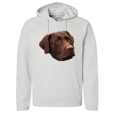 Funny Chocolate Lab Labrador Retriever Dog Head Performance Fleece Hoodie