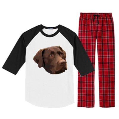 Funny Chocolate Lab Labrador Retriever Dog Head Raglan Sleeve Pajama Set