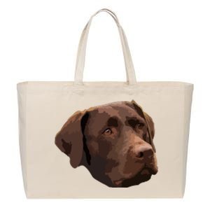 Funny Chocolate Lab Labrador Retriever Dog Head Cotton Canvas Jumbo Tote