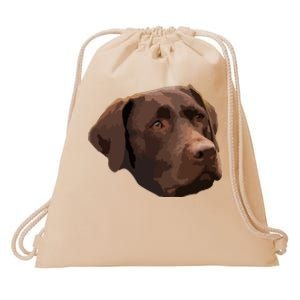 Funny Chocolate Lab Labrador Retriever Dog Head Drawstring Bag