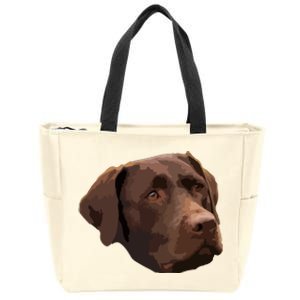 Funny Chocolate Lab Labrador Retriever Dog Head Zip Tote Bag